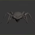 Metallic Ant Sculpture With Detailed Design On Dark Reflective Surface