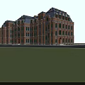 Classical Red Brick School Building with Multi Story Design Large Windows and Dark Slate Roof