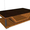 Modern Wooden Coffee Table With Brown Finish And Lower Shelf Design 3d model