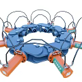 Industrial Hydraulic Equipment With Circular Structure And Multiple Orange Mechanical Components