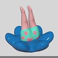 Inflatable Blue Float With Pink Legs And Green Shorts With Flowers