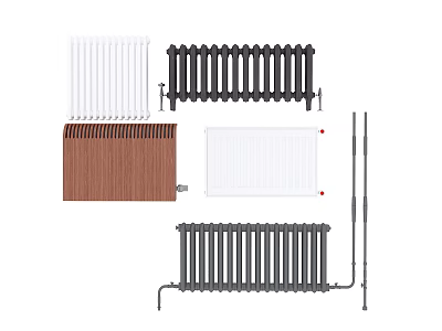 Different Radiator Designs With Cast Iron Panel And Wooden Cover Styles 3d model