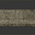 Roadside Weathered Concrete Barrier With Red Rings And Bottom Holes