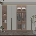 Elegant Modern Wardrobe Interior Design With Glass Doors Built-in Lighting And Green Plants