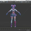 Game and Movie Character With Pink Hair White Top Red Heart Denim Shorts Red Boots