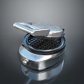 Household Electric Silver Metallic Sandwich Maker With Open Lid And Grid Cooking Plates
