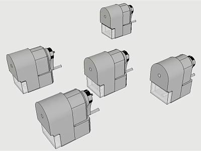 Multiple Gray Gear Motor Components In Technical Design Views 3d model