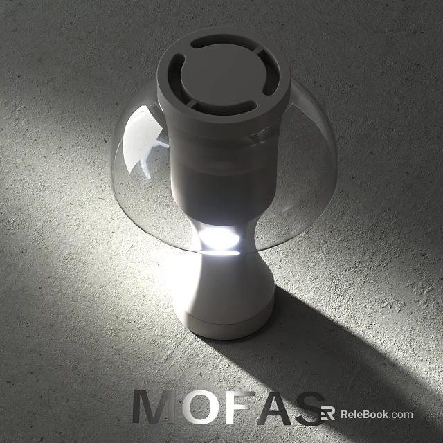 Modern Transparent Lampshade Table Lamp With White Base Illuminated On Gray Surface 3d model 