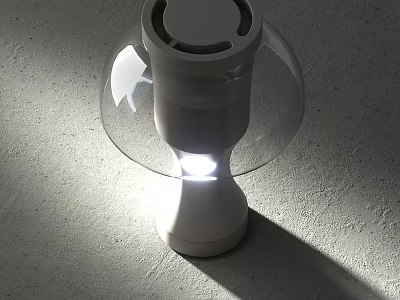 Modern Transparent Lampshade Table Lamp With White Base Illuminated On Gray Surface 3d model