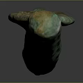 Ancient Bronze Sculpture Carving Featuring Hook Shaped Design Green Patina And Circular Decoration