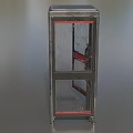 Public Telephone Booth With Metal Structure Glass Door And Red Handle