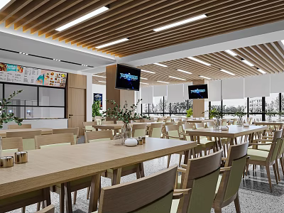 Modern Canteen Staff Canteen 3d model