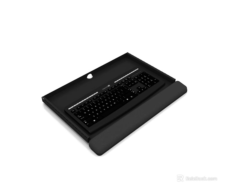 Black Laptop Stand With Integrated Keyboard Ergonomic Design For Computer Workspace 3d model 