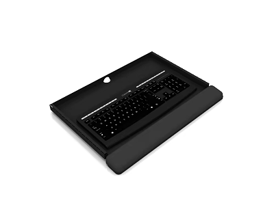 Black Laptop Stand With Integrated Keyboard Ergonomic Design For Computer Workspace 3d model