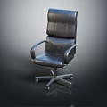Ergonomic Black Leather Office Chair With High Back Armrests And Wheeled Base