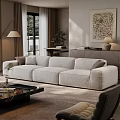 Modern Living Room Interior With Light Gray Sofa And Floor Lamp And Decorative Painting