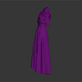 Stylish Purple V neck Dress with Puffed Sleeves Waist Belt and Long Length Design