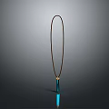 Sleek Blue Pendant Necklace With Brown Cord And Long Bar Shape Design