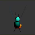 Vibrant Butterfly With Transparent Wings Red Green Body Large Eyes And Flame Like Tail