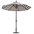Blue And White Striped Patio Sunshade With Sturdy Pole Design