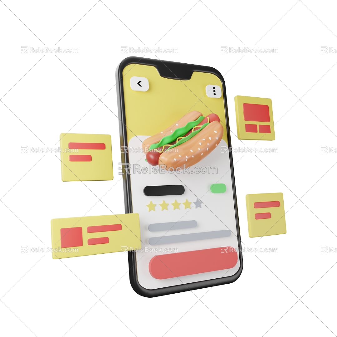 Mobile phone smart phone chat interface food interface 3d model