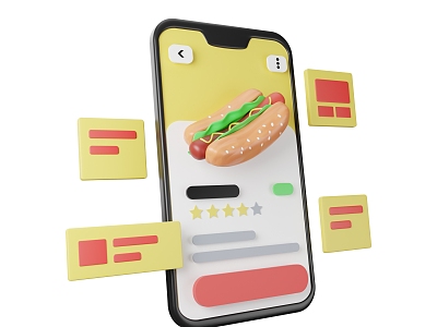 Mobile phone smart phone chat interface food interface 3d model