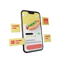 Mobile phone smart phone chat interface food interface 3d model