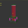 Red Cylindrical Household Storage Container With Gray Base And Metal Springs For Home Use