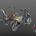 Various Stylish Motorcycles With Scooter Designs Black Seats And Mirrors On Gray Background