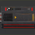 Rustic Industrial Metallic Equipment Featuring Control Panel Buttons And Red Warning Stripes