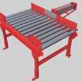 Industrial Roller Conveyor Equipment With Red Frame And Metal Rollers 3d model