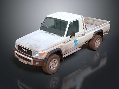 White Toyota Single Cab Pickup Truck With Open Bed And Utility Features 3d model