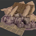 Modern Terrain Model With Stone Steps Square Tiles And Natural Rock Features 3d model