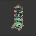 Space Saving Multi Tier Storage Shelving Unit With Colorful Frame And Sturdy Shelf Structure