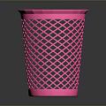 Stylish Pink Perforated Lattice Design Household Trash Can For Daily Use