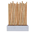 Natural Bamboo Screen With Concrete Base And Gravel For Outdoor Decoration