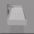 Modern White Rectangular Sink With Chrome Faucet And Contemporary Design 3d model