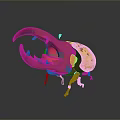 Vibrant 3D Beetle Model With Red Mandibles And Yellow Patterned Body