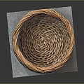 Round Woven Storage Basket With Natural Fiber Spiral Pattern For Household Use