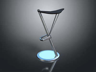 Modern Bar Stool With Black Seat Metal Frame And Illuminated Base 3d model