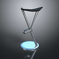 Modern Bar Stool With Black Seat Metal Frame And Illuminated Base