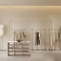 Minimalist Modern Clothing Store Interior With Mannequins Clothes Racks Shoes And Potted Plant
