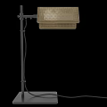 Modern Brass Desk Lamp With Perforated Shade Adjustable Arm And Black Metal Stand