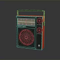 Vintage Red And Black Electronic Radio With FM AM Band And Portable Speaker Design