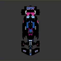 F1 Race Car With Black Blue Pink Livery BVV Logo Streamlined Body And Colorful Wheels