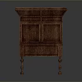 Classic Vintage Wooden Cabinet With Open Compartments Drawer And Turned Legs