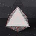 Futuristic Red Geometric Polyhedron Structure With Glowing Lines On Black Surface 3d model
