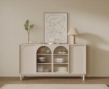 Modern Sideboard Cream Sideboard Decorative Cabinet Entrance Cabinet 3d model