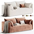 Luxury Modern Upholstered Double Sofa With Multiple Color Options Cozy Throw Pillows And Knitted Blankets