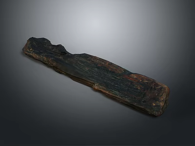 Dark Colored Wooden Stone Decorative Long Strip With Natural Texture And Gray Background 3d model